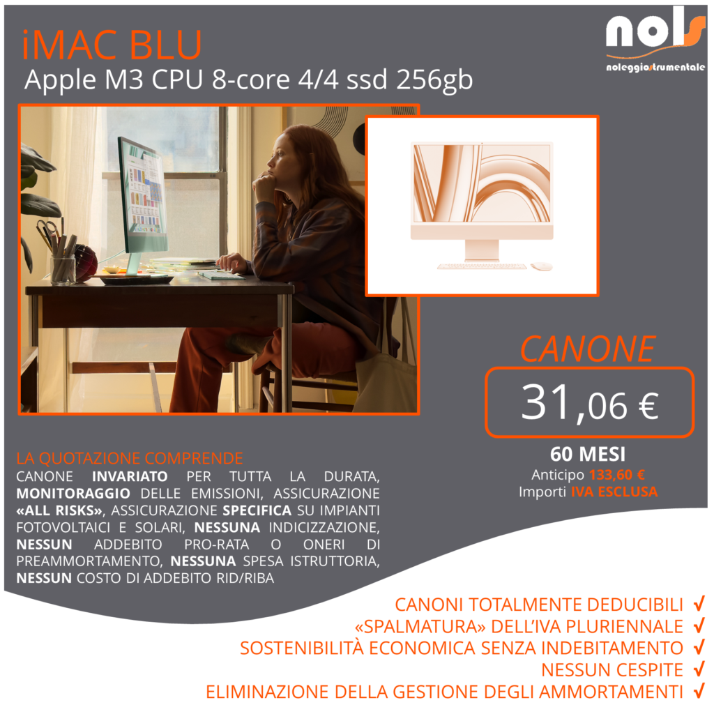 iMac Blu - 31,06€ canone mensile noleggio strumentale